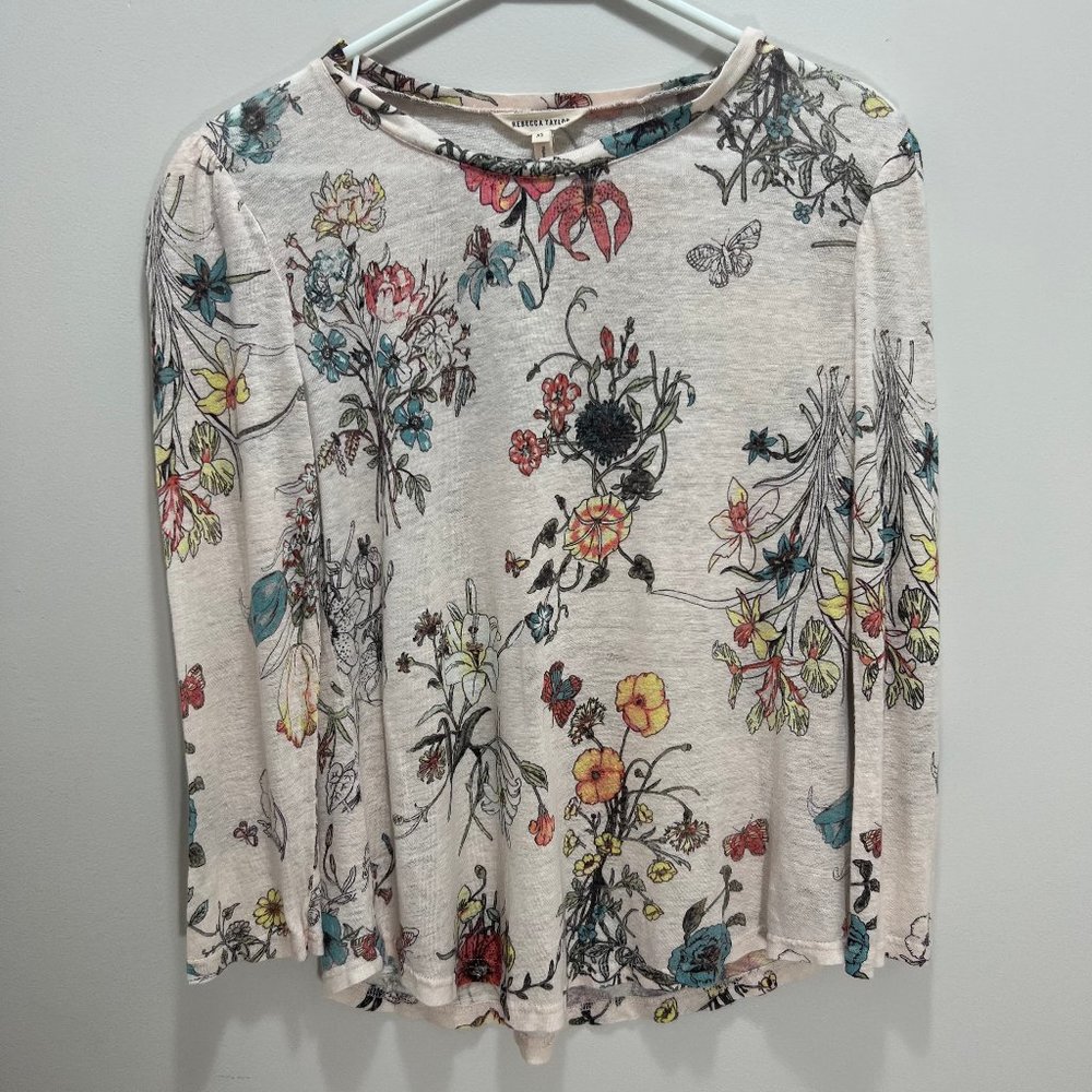 Rebecca Taylor Floral Long Sleeve Top Size XS